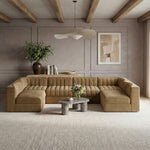 Rummi Velvet Performance Fabric Upholstered 6pc. Modular Sectional in Saddle