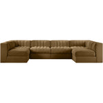 Rummi Velvet Performance Fabric Upholstered 6pc. Modular Sectional in Saddle