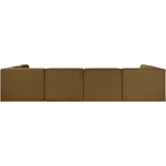 Rummi Velvet Performance Fabric Upholstered 6pc. Modular Sectional in Saddle