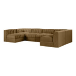 Rummi Velvet Performance Fabric Upholstered 6pc. Modular Sectional in Saddle
