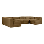 Rummi Velvet Performance Fabric Upholstered 6pc. Modular Sectional in Saddle