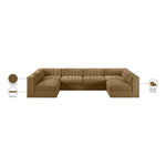 Rummi Velvet Performance Fabric Upholstered 6pc. Modular Sectional in Saddle