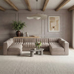 Rummi Velvet Performance Fabric Upholstered 6pc. Modular Sectional in Taupe