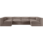 Rummi Velvet Performance Fabric Upholstered 6pc. Modular Sectional in Taupe