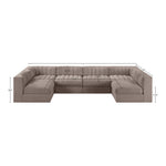Rummi Velvet Performance Fabric Upholstered 6pc. Modular Sectional in Taupe