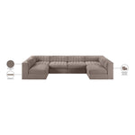 Rummi Velvet Performance Fabric Upholstered 6pc. Modular Sectional in Taupe