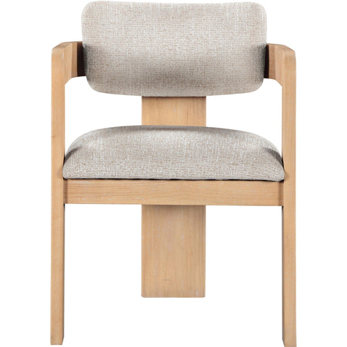 Sacha Linen Textured Fabric Upholstered Dining Chair in Beige