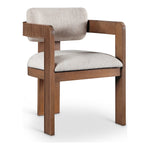 Sacha Linen Textured Fabric Upholstered Dining Chair in Beige