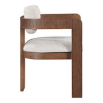 Sacha Linen Textured Fabric Upholstered Dining Chair in Beige