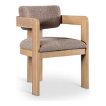 Sacha Linen Textured Fabric Upholstered Dining Chair in Brown