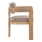 Sacha Linen Textured Fabric Upholstered Dining Chair in Brown