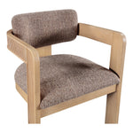 Sacha Linen Textured Fabric Upholstered Dining Chair in Brown
