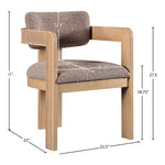 Sacha Linen Textured Fabric Upholstered Dining Chair in Brown