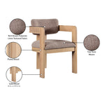 Sacha Linen Textured Fabric Upholstered Dining Chair in Brown