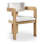 Sacha Linen Textured Fabric Upholstered Dining Chair in Cream
