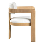Sacha Linen Textured Fabric Upholstered Dining Chair in Cream