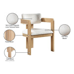Sacha Linen Textured Fabric Upholstered Dining Chair in Cream