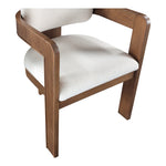 Sacha Linen Textured Fabric Upholstered Dining Chair in Cream