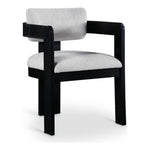 Sacha Linen Textured Fabric Upholstered Dining Chair in Grey