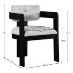 Sacha Linen Textured Fabric Upholstered Dining Chair in Grey