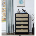 Sage Solid Wood And Natural Cane Wood Chest in Black