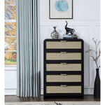 Sage Solid Wood And Natural Cane Wood Chest in Black