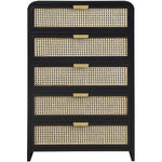 Sage Solid Wood And Natural Cane Wood Chest in Black