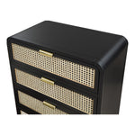 Sage Solid Wood And Natural Cane Wood Chest in Black