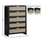 Sage Solid Wood And Natural Cane Wood Chest in Black