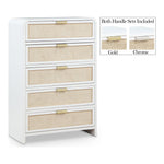 Sage Solid Wood And Natural Cane Wood Chest in White