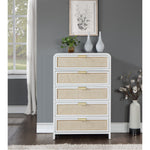 Sage Solid Wood And Natural Cane Wood Chest in White