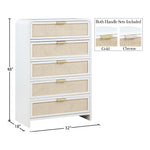 Sage Solid Wood And Natural Cane Wood Chest in White
