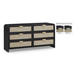 Sage Solid Wood And Natural Cane Wood Dresser in Black