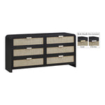 Sage Solid Wood And Natural Cane Wood Dresser in Black