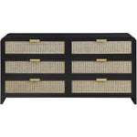 Sage Solid Wood And Natural Cane Wood Dresser in Black