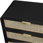 Sage Solid Wood And Natural Cane Wood Dresser in Black