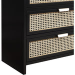 Sage Solid Wood And Natural Cane Wood Dresser in Black