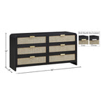 Sage Solid Wood And Natural Cane Wood Dresser in Black