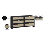 Sage Solid Wood And Natural Cane Wood Dresser in Black