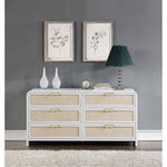 Sage Solid Wood And Natural Cane Wood Dresser in White