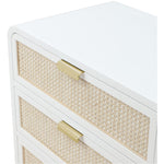 Sage Solid Wood And Natural Cane Wood Dresser in White