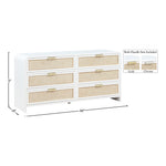 Sage Solid Wood And Natural Cane Wood Dresser in White