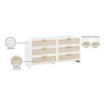 Sage Solid Wood And Natural Cane Wood Dresser in White
