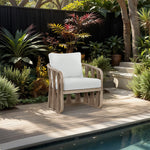 San Pietro Water Resilient Fabric Upholstered Outdoor Patio Chair in Cream