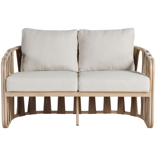 San Pietro 60.5" Water Resilient Fabric Upholstered Outdoor Patio Loveseat in Beige
