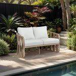 San Pietro 60.5" Water Resilient Fabric Upholstered Outdoor Patio Loveseat in Cream
