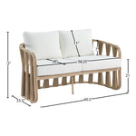 San Pietro 60.5" Water Resilient Fabric Upholstered Outdoor Patio Loveseat in Cream