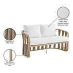San Pietro 60.5" Water Resilient Fabric Upholstered Outdoor Patio Loveseat in Cream
