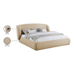 Sandro Chenille Fabric Upholstered King Bed in Beige