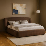 Sandro Chenille Fabric Upholstered King Bed in Brown
